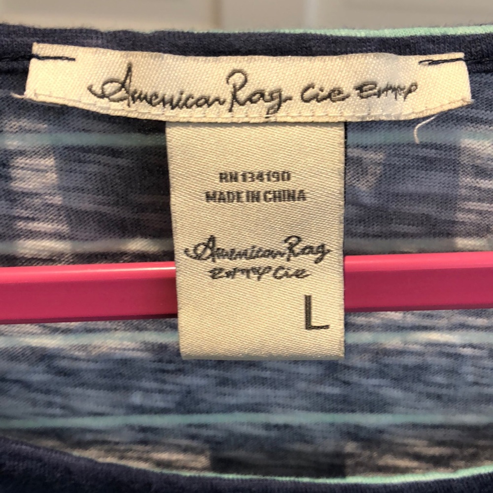 American Rag Striped Top with Lace Sleeves - Picture 3 of 3